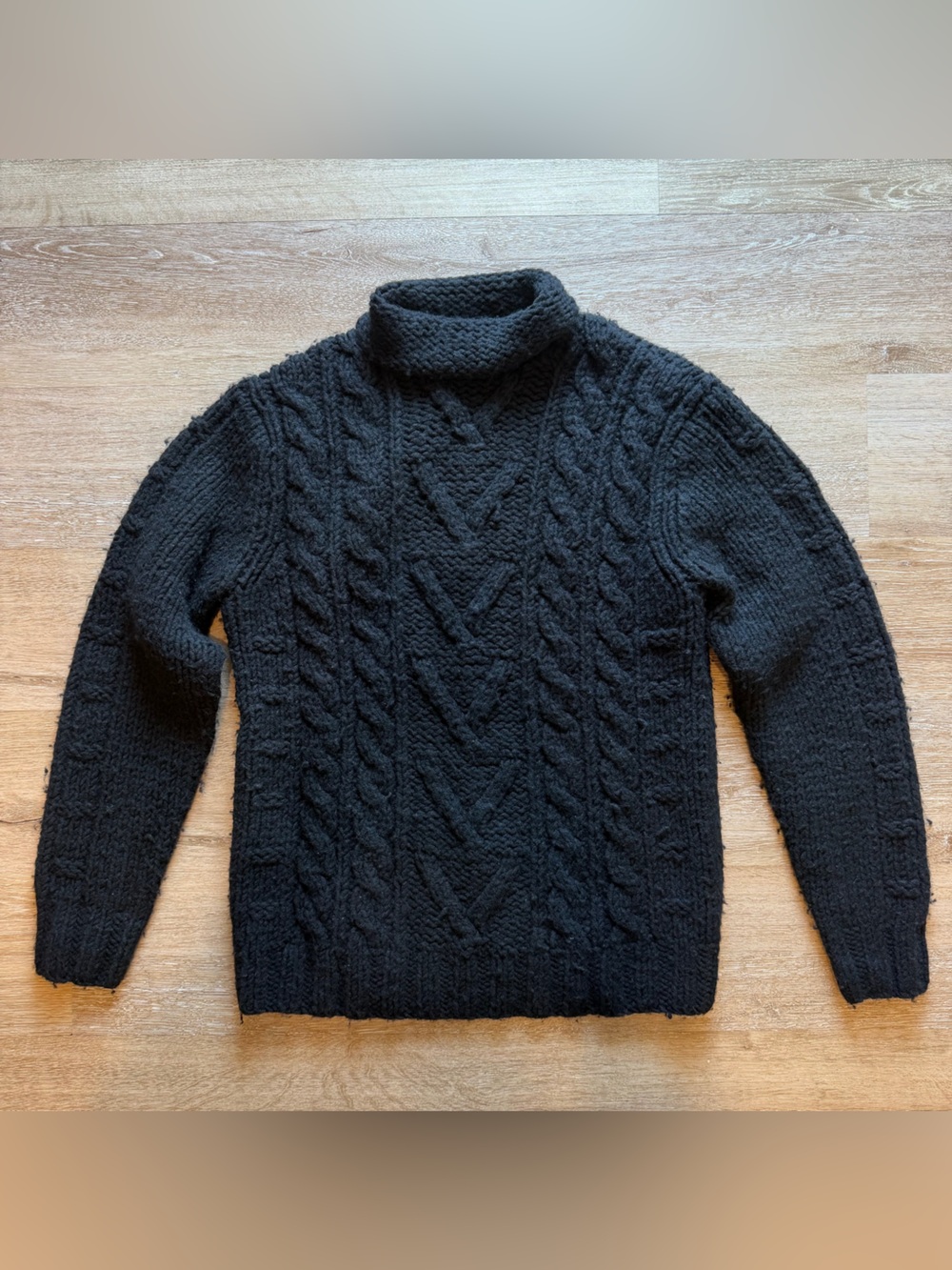 Express Black Cable Knit Turtleneck Pullover Wool Blend